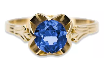 Sapphire 14K Yellow gold Ring Vintage craft vrc023y